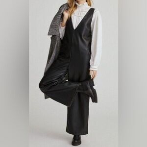 Black Anthropologie Vegan Leather Wide Leg Jumpsuit by Avec Les Filles XS